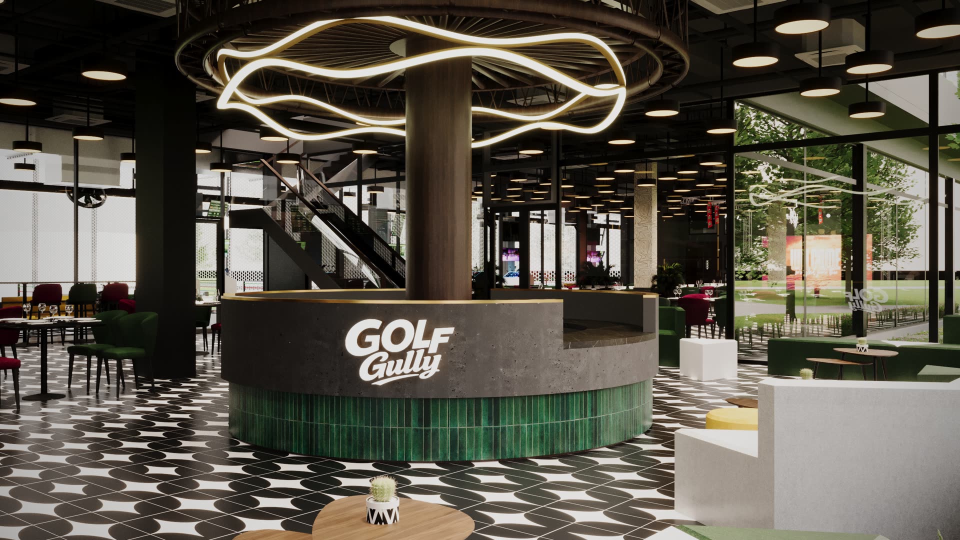 Reception desk at Golf Gully